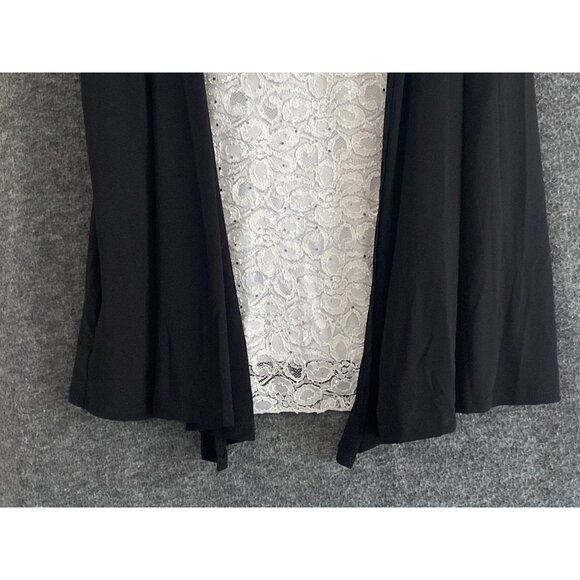 Brittany Black Top Black White Sequin Sleeveless Drape Open Asymmetric Vest XL - Picture 7 of 8